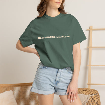 This Feels Like A Simulation T-Shirt — Graphic Sci‑Fi Tees for Gamers & Futurists