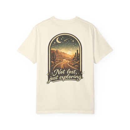 Adventure Tee — “Not Lost, Just Exploring” Desert Road Graphic T-Shirt
