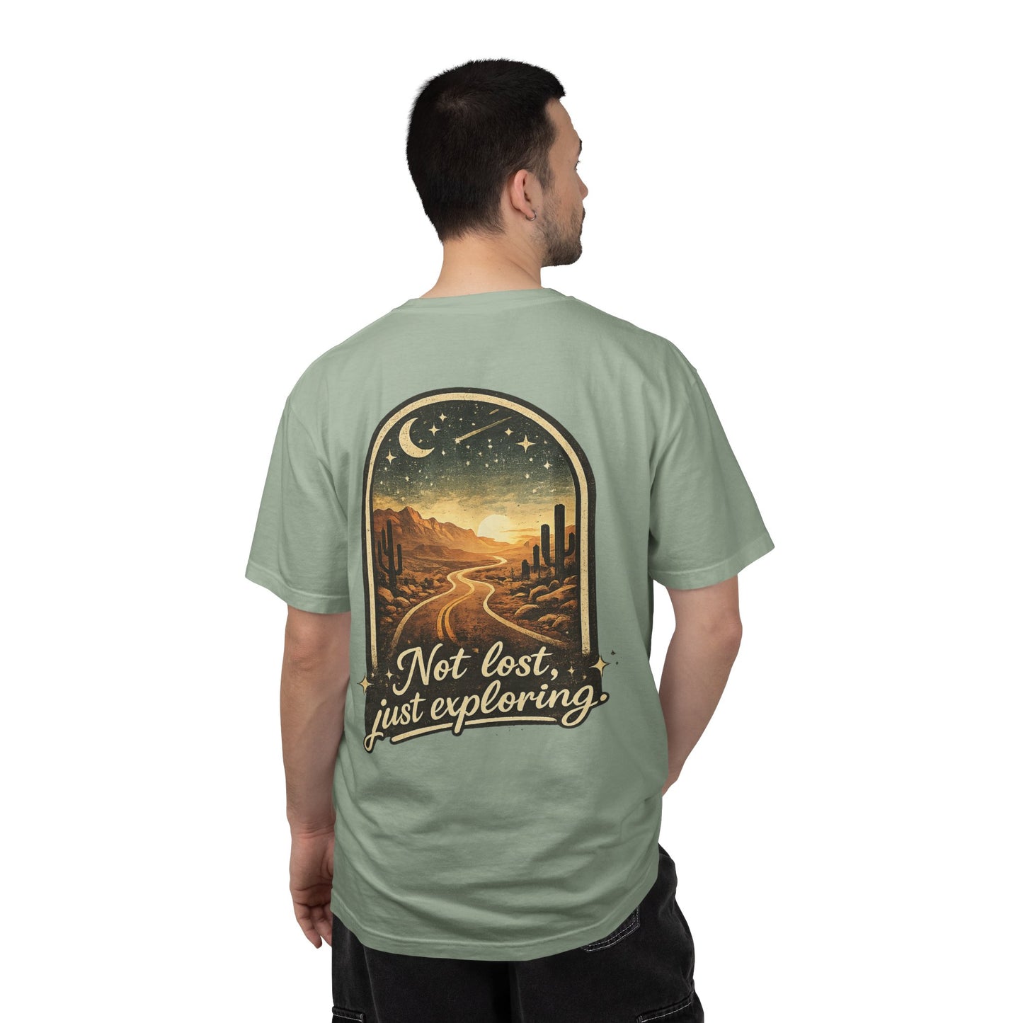 Adventure Tee — “Not Lost, Just Exploring” Desert Road Graphic T-Shirt