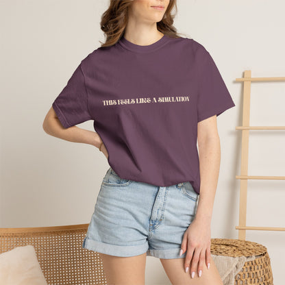 This Feels Like A Simulation T-Shirt — Graphic Sci‑Fi Tees for Gamers & Futurists