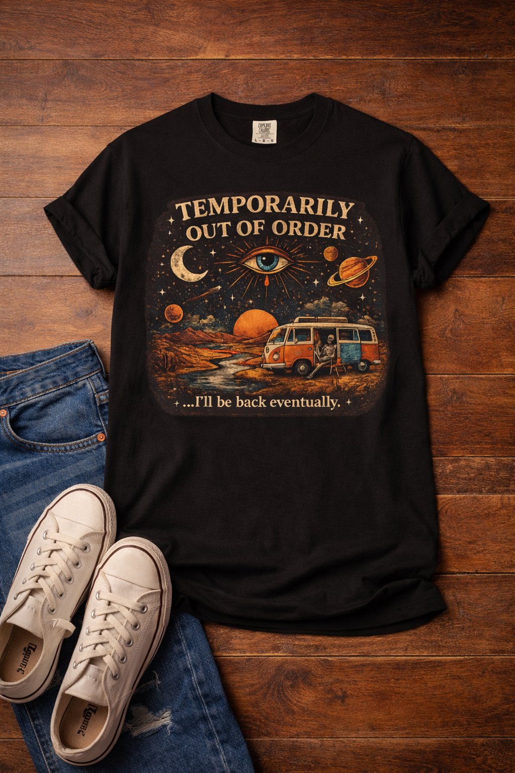 Temporarily Out of Order Vintage Camper T-Shirt — Retro Space Van Graphic Tee
