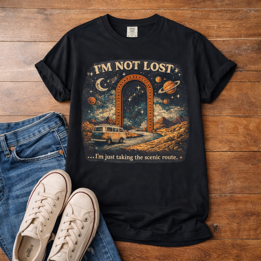 I’m Not Lost RV Adventure T-Shirt — Scenic Route Camper Graphic Tee
