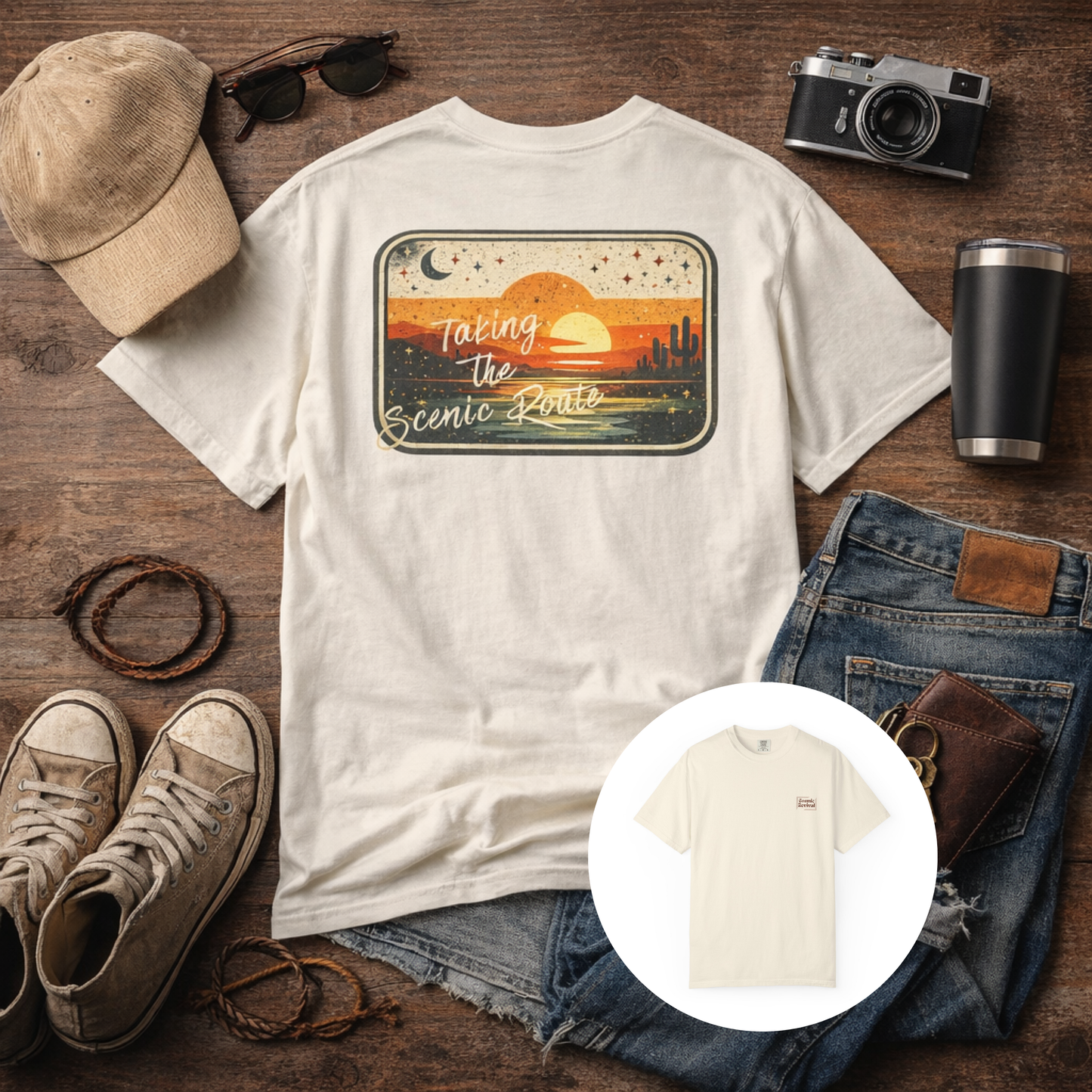 Scenic Route Sunset T-Shirt — Sunset Scenic Route Tee for Travel Lovers