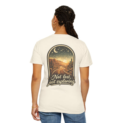 Adventure Tee — “Not Lost, Just Exploring” Desert Road Graphic T-Shirt