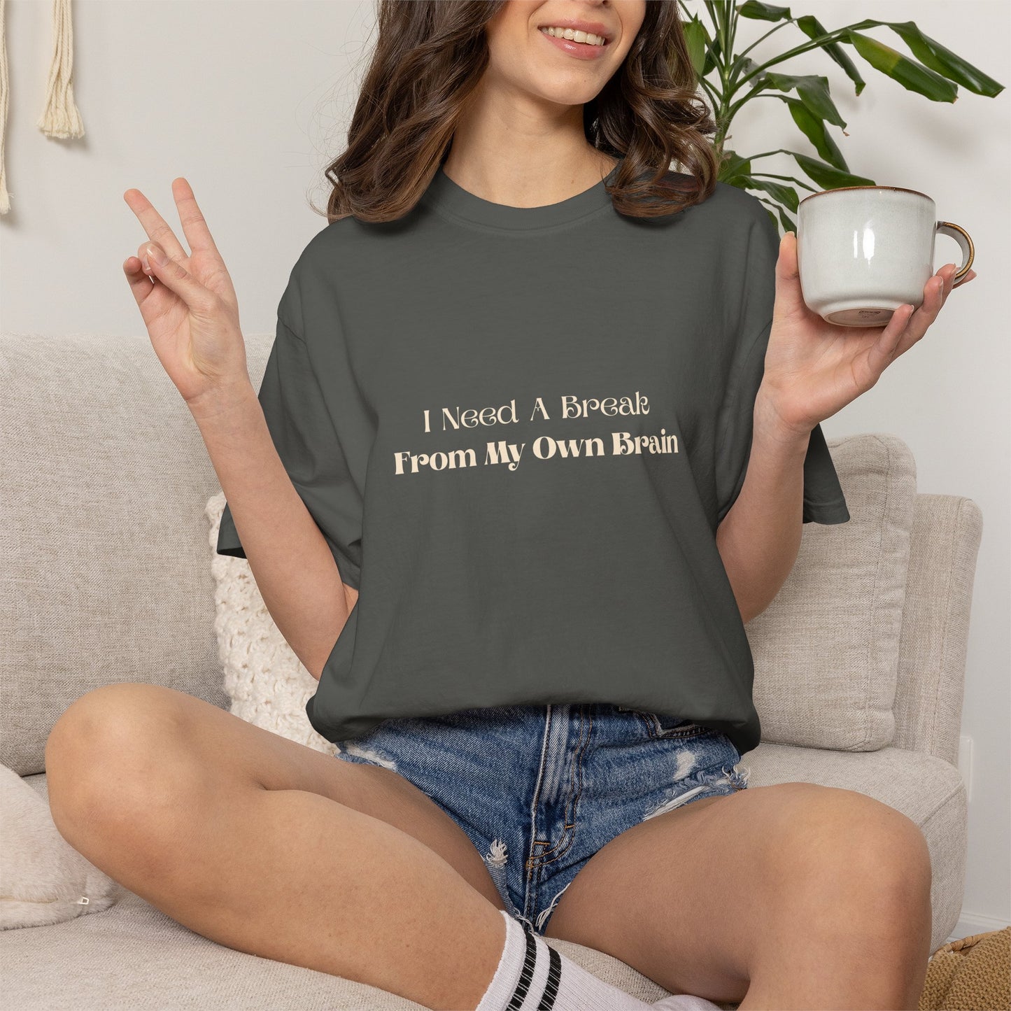 I Need A Break From My Own Brain Graphic Tee — Mental Health Relaxed T-Shirt