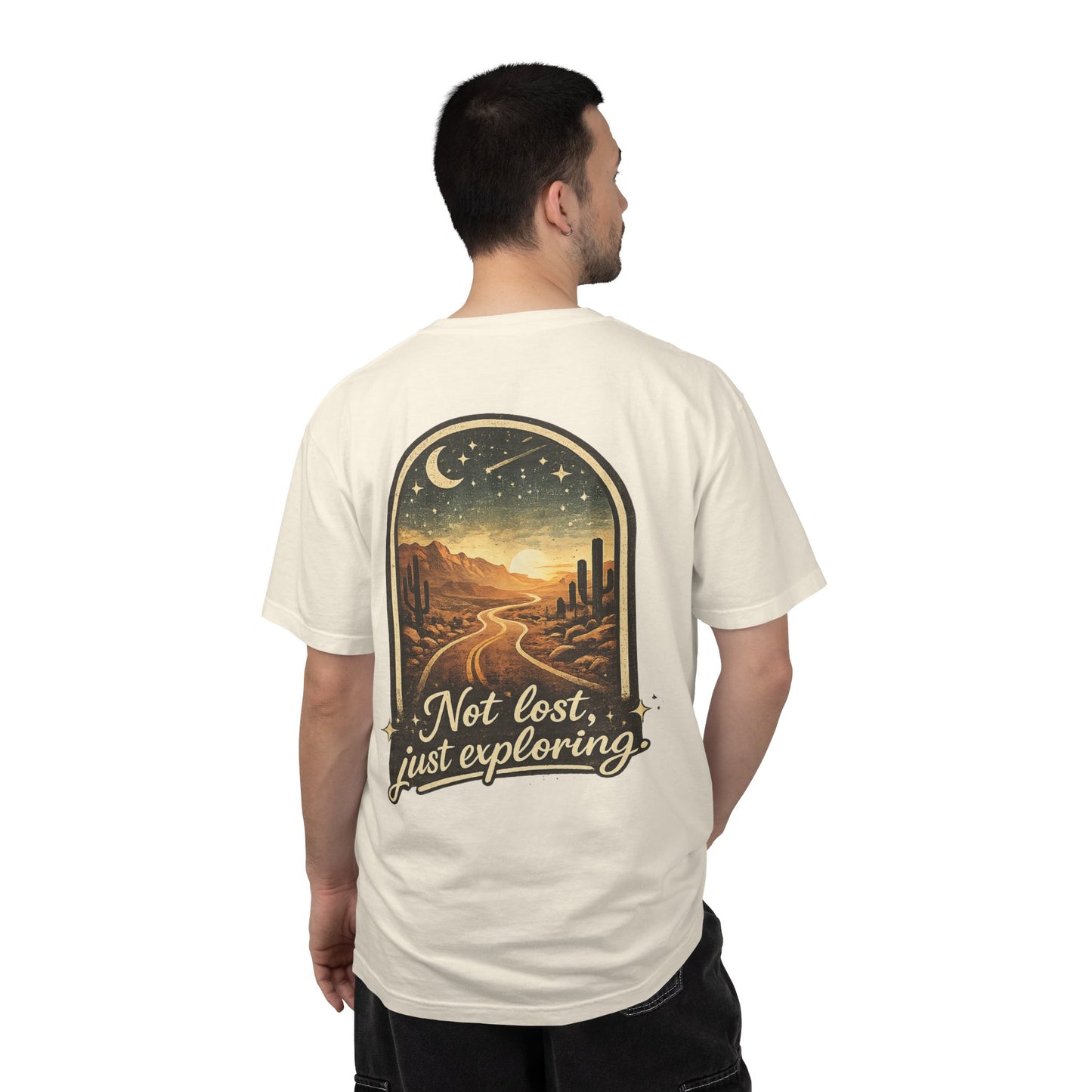 Adventure Tee — “Not Lost, Just Exploring” Desert Road Graphic T-Shirt