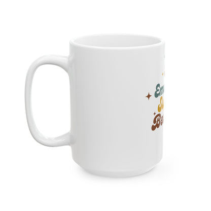 Emotional Support Beverage Mug — Funny Retro Typography Ceramic Coffee Cup (11oz & 15oz)