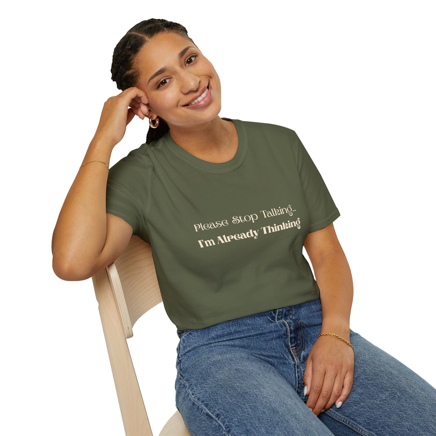 Please Stop Talking I'm Already Thinking T-Shirt — Funny Introvert Graphic Tee