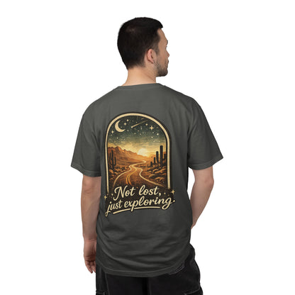 Adventure Tee — “Not Lost, Just Exploring” Desert Road Graphic T-Shirt